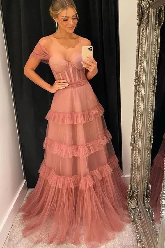 Beautiful A Line Tulle Straps Long Party Dress Formal Prom Gown OK1325 Tunics Luxurious premium Beautiful A Line Tulle Straps Long Party Dress Formal Prom Gown OK1325 Tunics Luxurious premium