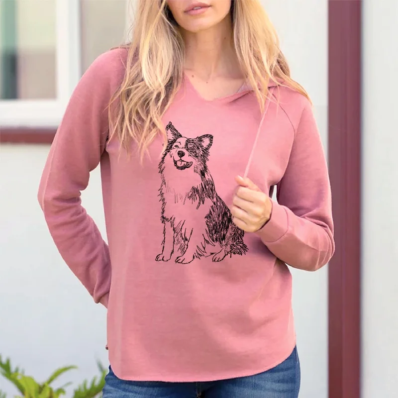 Doodled MiniJack the Mini Aussie - Cali Wave Hooded Sweatshirt Hoodie with Hem Ribbing Snug Secure Doodled MiniJack the Mini Aussie - Cali Wave Hooded Sweatshirt Hoodie with Hem Ribbing Snug Secure
