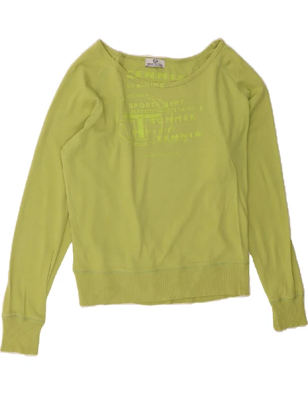 SERGIO TACCHINI Womens Oversized Sweatshirt Jumper UK 16 Large Green Hoodie with Double Zipper Versatile Adjustable