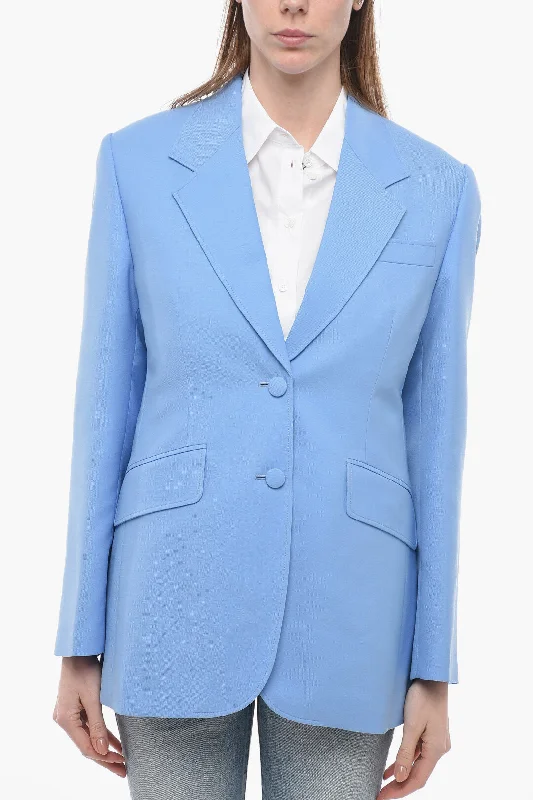 Miu Miu Virgin Wool LEVANTINA Blazer with Covered Buttons Women's Unique Blazer