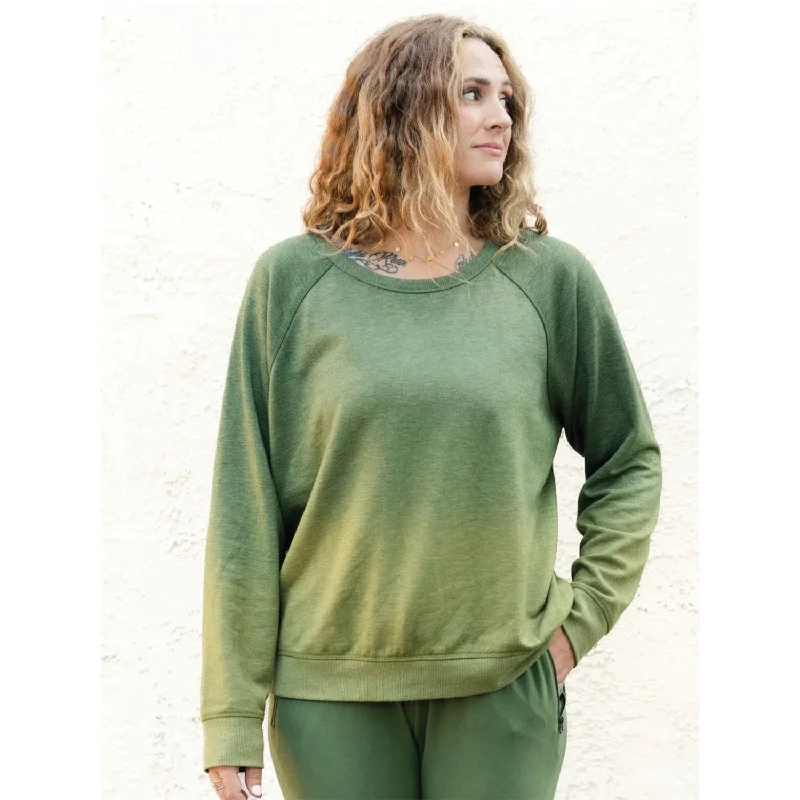 Women's Splendid Iris Carly Ombre Sweatshirt Moss Hoodie with Snap Buttons Easy Quick Women's Splendid Iris Carly Ombre Sweatshirt Moss Hoodie with Snap Buttons Easy Quick