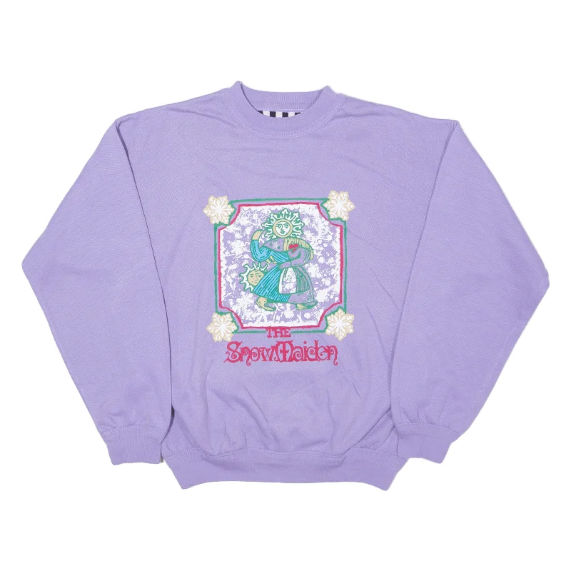 The Snow Maiden Womens Sweatshirt Purple 90s S Hoodie with Hem Embroidery Detailed Premium The Snow Maiden Womens Sweatshirt Purple 90s S Hoodie with Hem Embroidery Detailed Premium