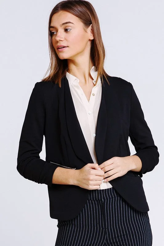 Tux Ruched Zipper Blazer Women's Trendy Blazer