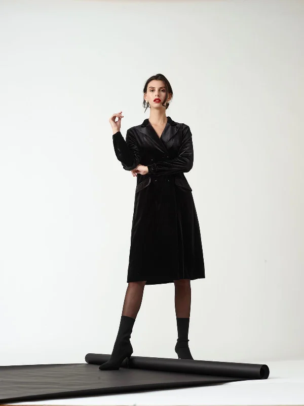 Mima Rosso Velvet Blazer Dress Women's Vintage Suit