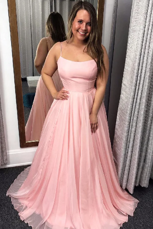 A Line Pink Spaghetti Straps Prom Dresses, Long Evening Party Dresses OKJ54 Sequined Elegant Party A Line Pink Spaghetti Straps Prom Dresses, Long Evening Party Dresses OKJ54 Sequined Elegant Party