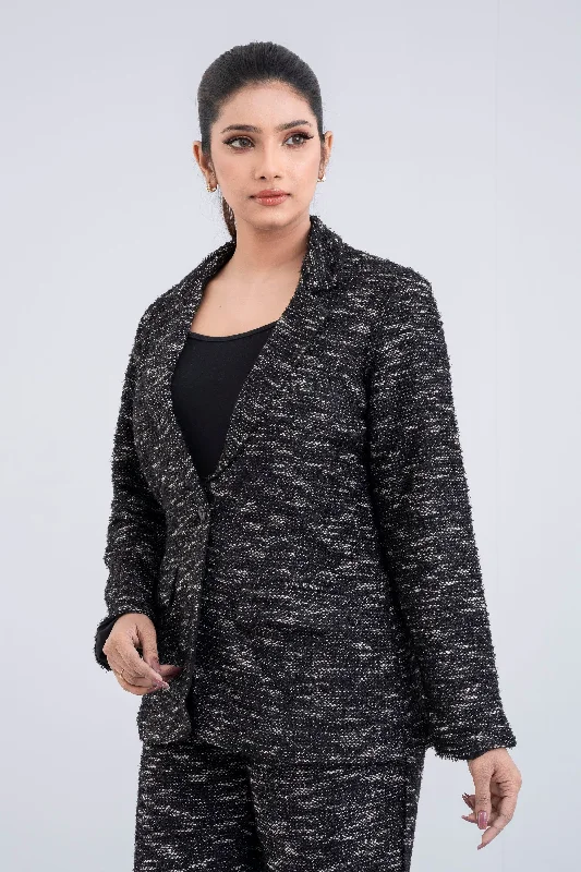 Polyester Blazer with Shiny Fabric Embellishment - Bling Women's Boutique Jacket