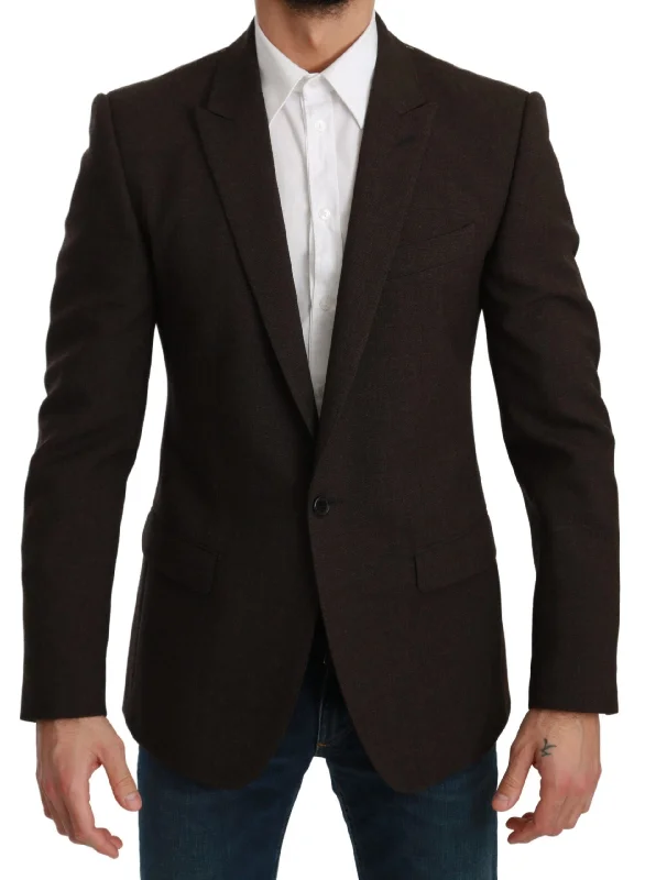 Elegant Brown Virgin Wool Martini Blazer Women's Fashion Blazer