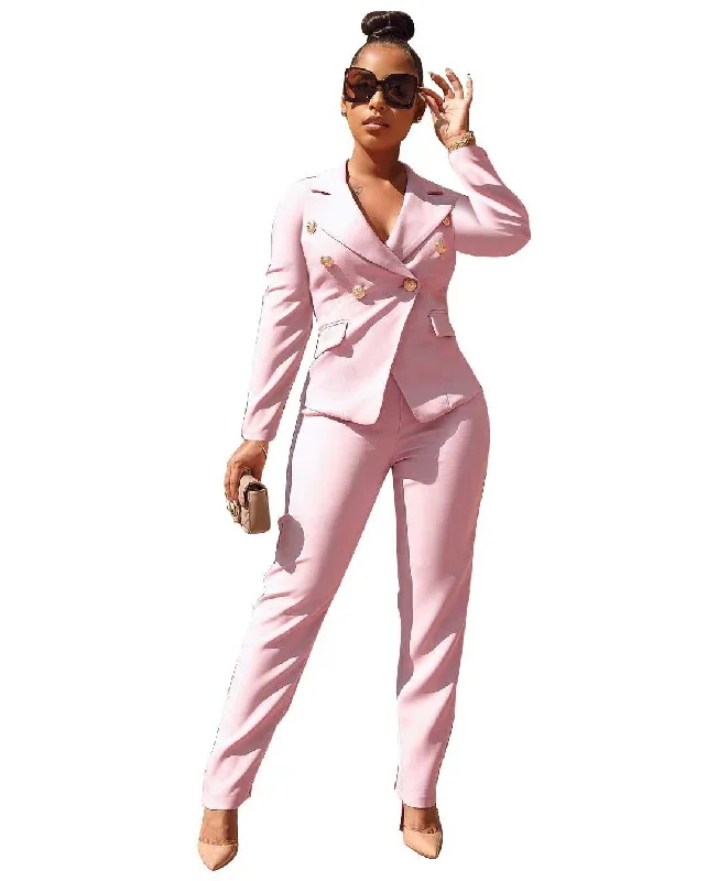Women's Pant Suit 1307 Pink Soft Wool Pants