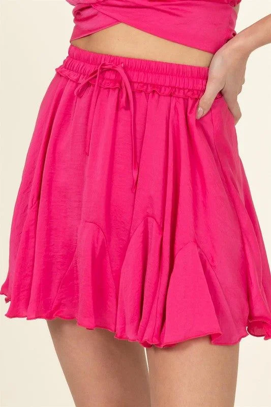 HYFVE Not Your Girl Drawstring Ruffled Mini Skirt denim skirt classic