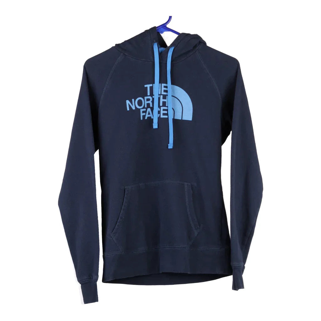 The North Face Spellout Hoodie - Medium Blue Cotton Hoodie with Metallic Shiny Futuristic The North Face Spellout Hoodie - Medium Blue Cotton Hoodie with Metallic Shiny Futuristic