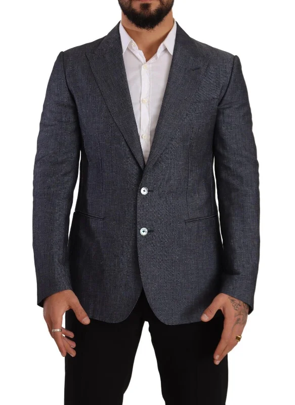 Elegant Slim Fit Two-button Blue Blazer Women's High-End Blazer