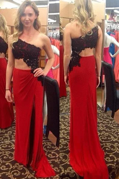Black Lace One Shoulder Red Sexy Prom Dress,Long Party Dresses DME54 Tunics Brand named Black Lace One Shoulder Red Sexy Prom Dress,Long Party Dresses DME54 Tunics Brand named