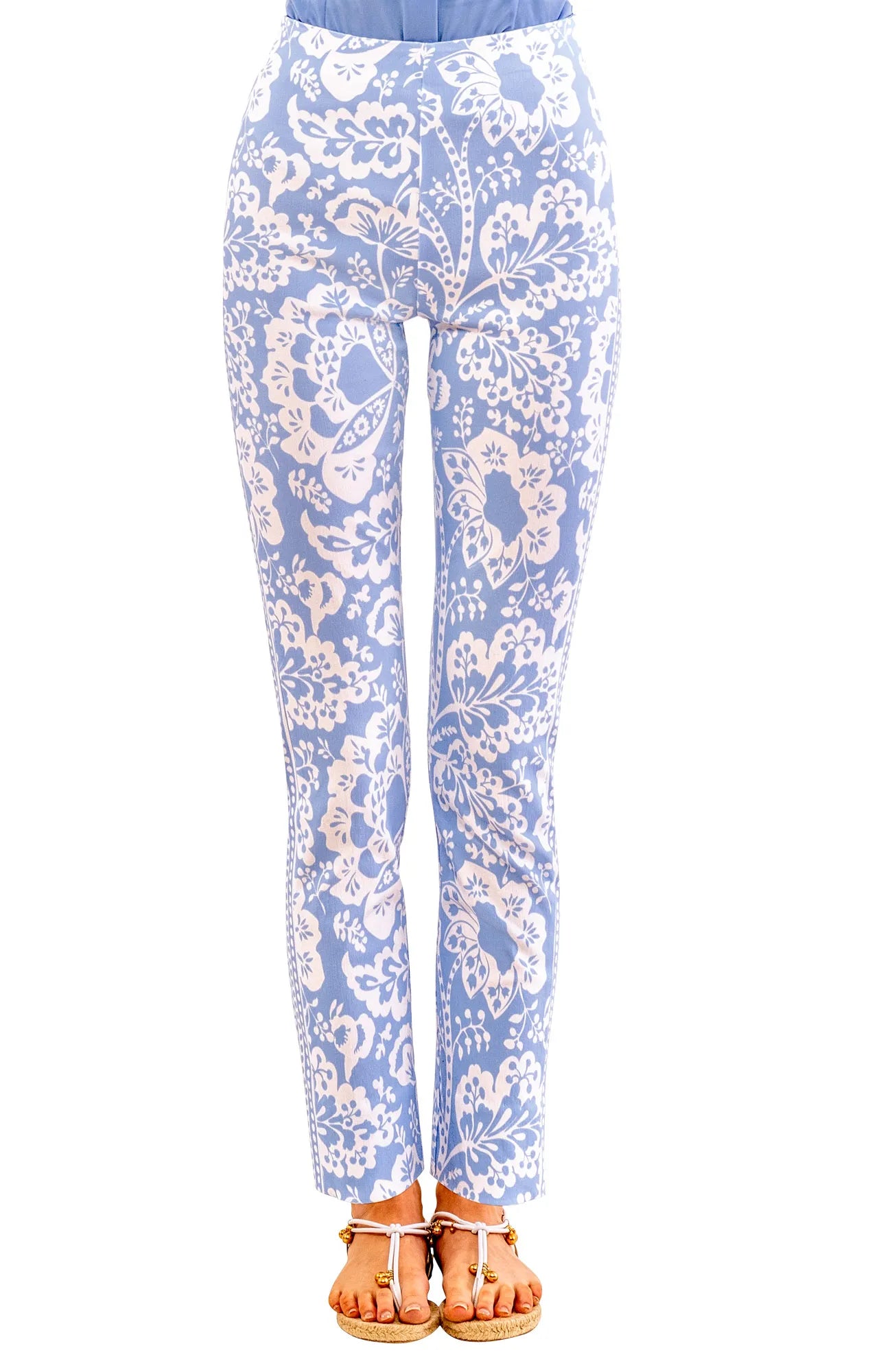 Gripeless Pull On Pant | Flora Classic Periwinkle Casual Plaid Pants