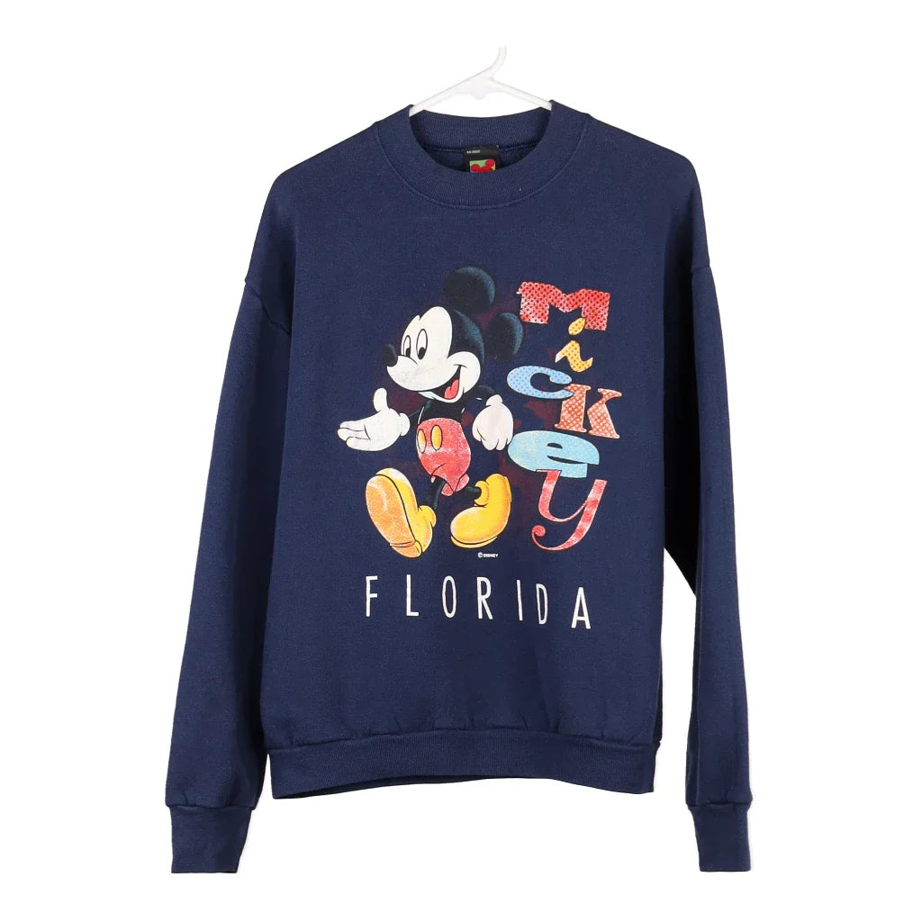 Mickey Mouse Florida Mickey Unlimited Cartoon Sweatshirt - Large Blue Cotton Blend Hoodie with Patch Decorative Personalized Mickey Mouse Florida Mickey Unlimited Cartoon Sweatshirt - Large Blue Cotton Blend Hoodie with Patch Decorative Personalized