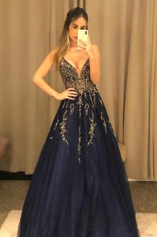 V Neck Line Sexy Party Dress Navy Blue Tulle Long Prom Dress With Beading PSK125 Tunics Top Casual V Neck Line Sexy Party Dress Navy Blue Tulle Long Prom Dress With Beading PSK125 Tunics Top Casual