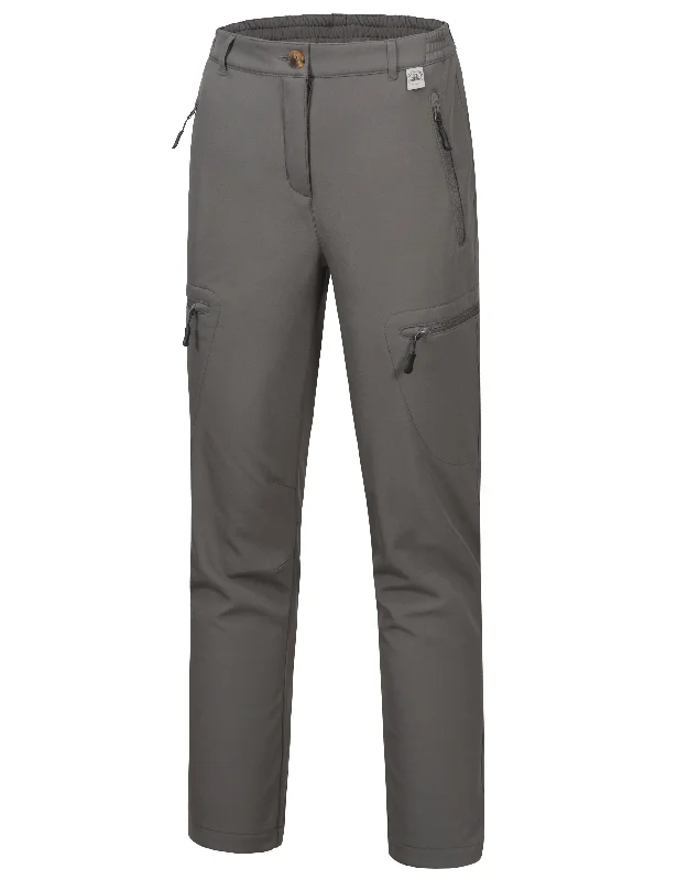 Women's Fleece Lined Insulated Softshell Snow Hiking Pants Comfortable Cargo Pants