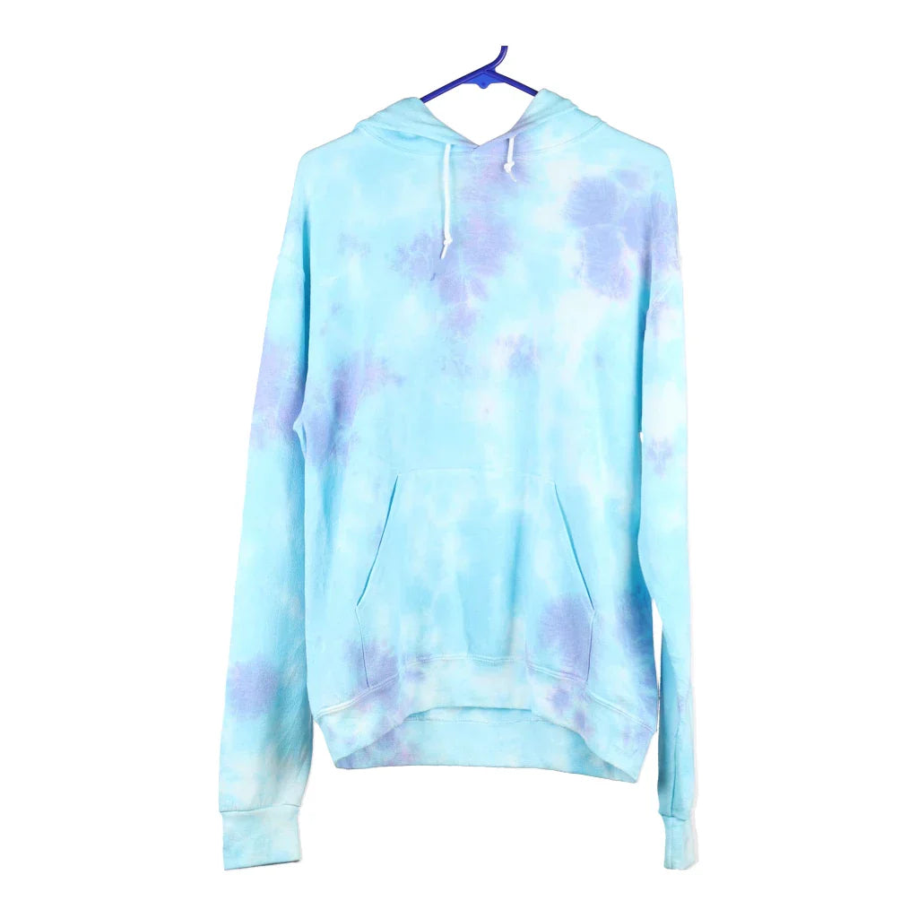 Artists Union Tie-Dye Hoodie - Medium Blue Cotton Blend Hoodie with Raglan Sleeves Sporty Comfortable Artists Union Tie-Dye Hoodie - Medium Blue Cotton Blend Hoodie with Raglan Sleeves Sporty Comfortable