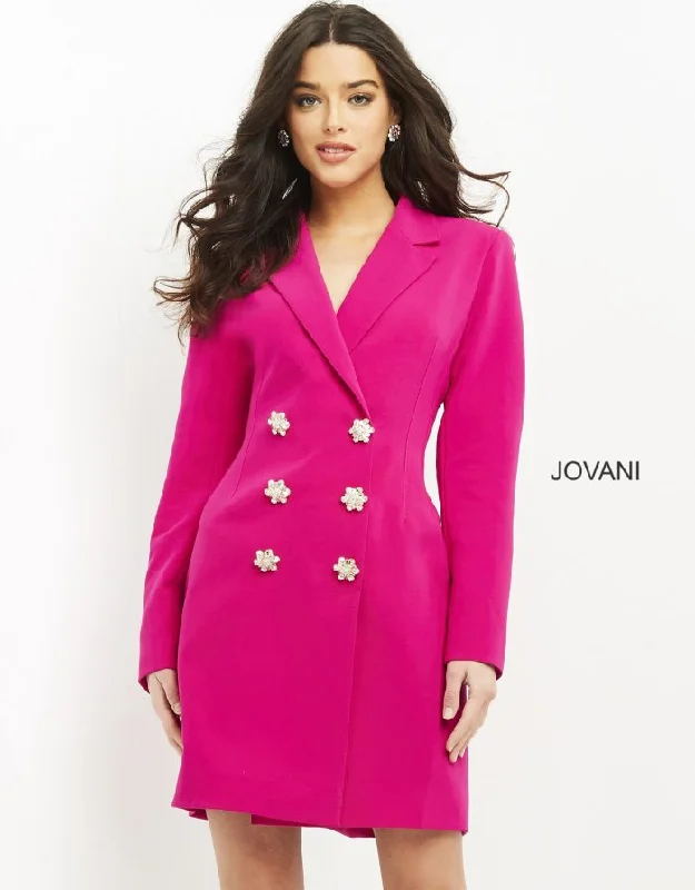 Jovani 04172 Short Beaded Blazer Cocktail Dress Cotton Blend Blazer