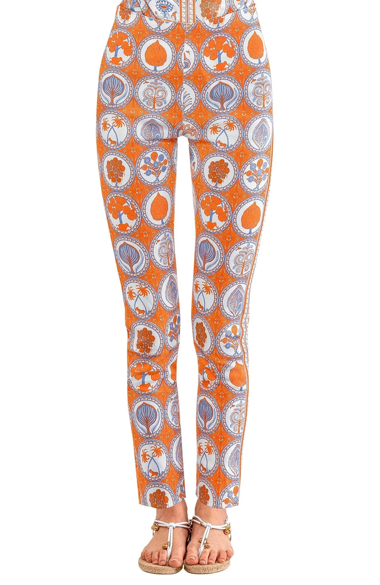 Gripeless Pull On Pant | Circle of Love | Orange/Periwinkle Modern Skinny Pants