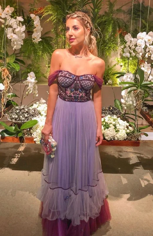 A Line Tulle Long Prom Dress, Off the Shouder Dance Dresses, Evening Party Dresses DMP143 Glittery Long Formal A Line Tulle Long Prom Dress, Off the Shouder Dance Dresses, Evening Party Dresses DMP143 Glittery Long Formal