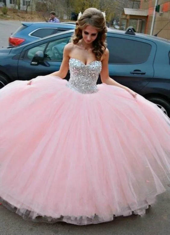 Pink Beaded Quinceanera Dress, Ball Gown, Sweet 16 Dresses, Prom Dress, Graduation Party Dresses Boatneck Modish Everyday Pink Beaded Quinceanera Dress, Ball Gown, Sweet 16 Dresses, Prom Dress, Graduation Party Dresses Boatneck Modish Everyday