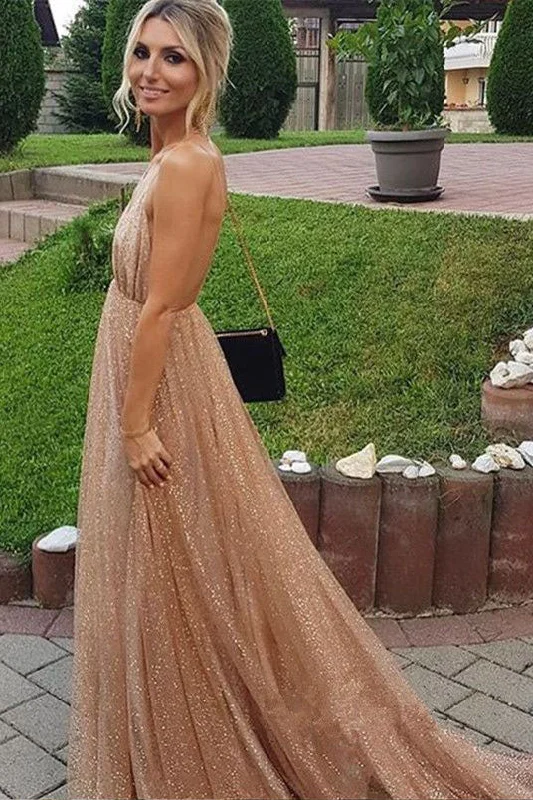 A-line Spaghetti Straps V-neck Sexy Backless Sequins Prom Party Dress OKF32 Tunics Evening elegant A-line Spaghetti Straps V-neck Sexy Backless Sequins Prom Party Dress OKF32 Tunics Evening elegant