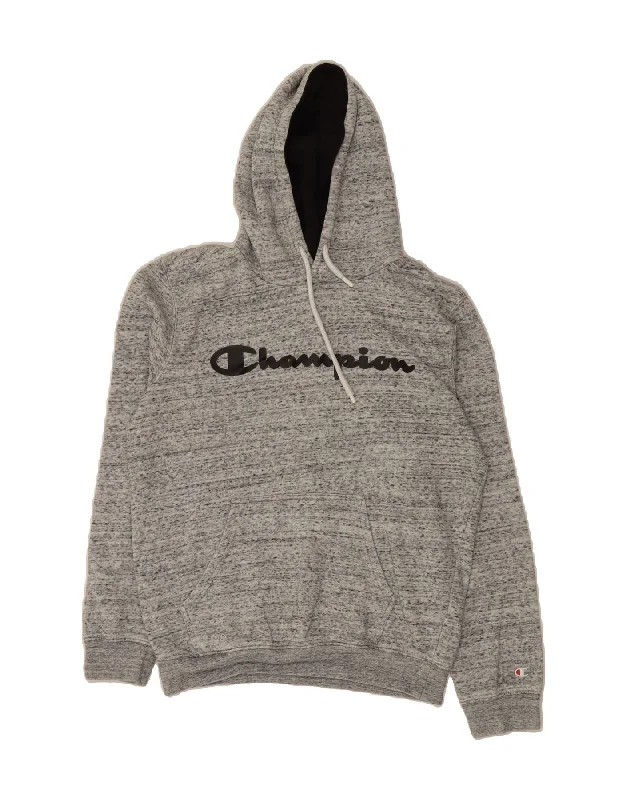 CHAMPION Womens Graphic Hoodie Jumper UK 14 Medium Grey Flecked Cotton Hoodie with Magnetic Closure Innovative Modern CHAMPION Womens Graphic Hoodie Jumper UK 14 Medium Grey Flecked Cotton Hoodie with Magnetic Closure Innovative Modern