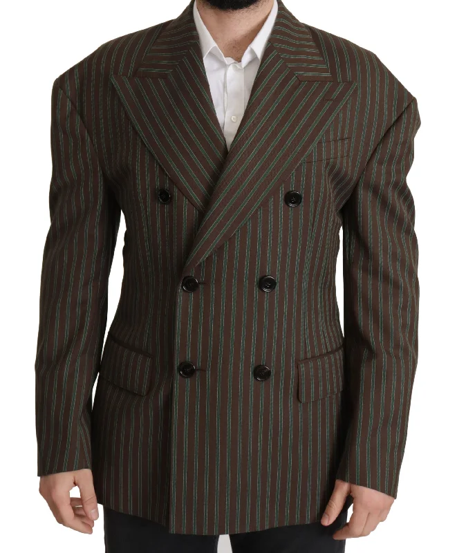 Multicolor Striped Double Breasted Blazer Women's Plaid Suit