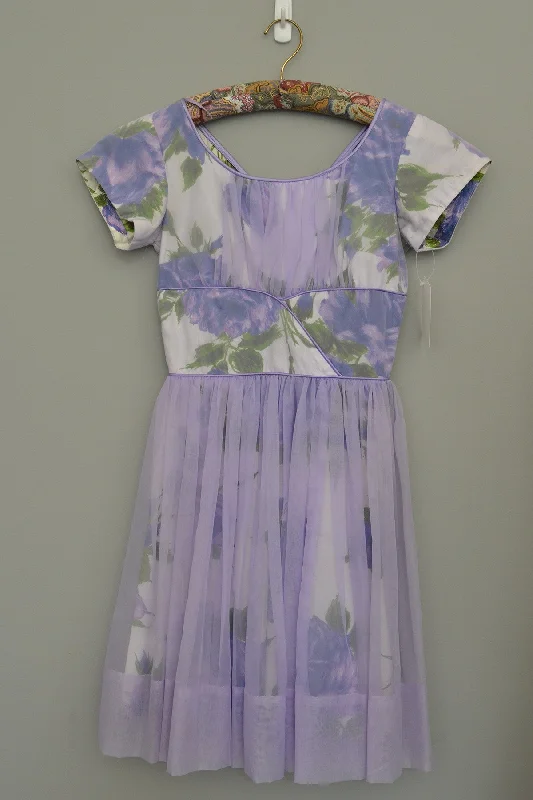 RESERVED 1960s Lavender Floral Print Chiffon Overlay Party Dress Tunics Modern contemporary RESERVED 1960s Lavender Floral Print Chiffon Overlay Party Dress Tunics Modern contemporary