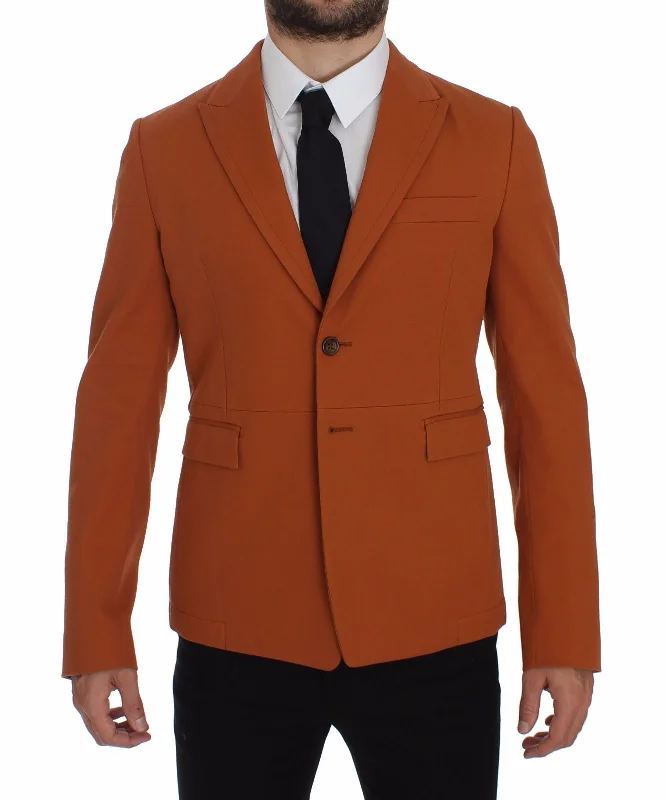 Elegant Orange Casual Cotton Blend Blazer Women's Classic Blazer