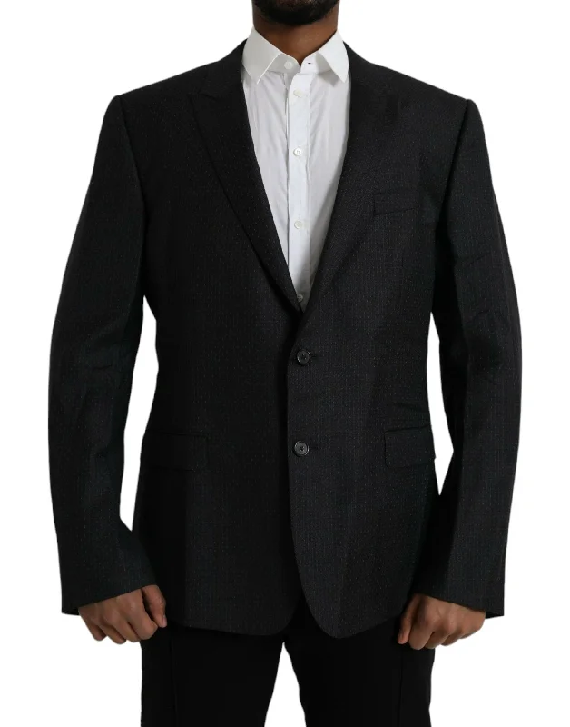 Black Wool Martini Single Breasted Coat Blazer Women's Handmade Blazer