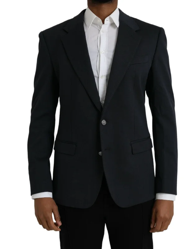 Dark Blue Cotton Single Breasted Coat Blazer Women's Radiation Jacket