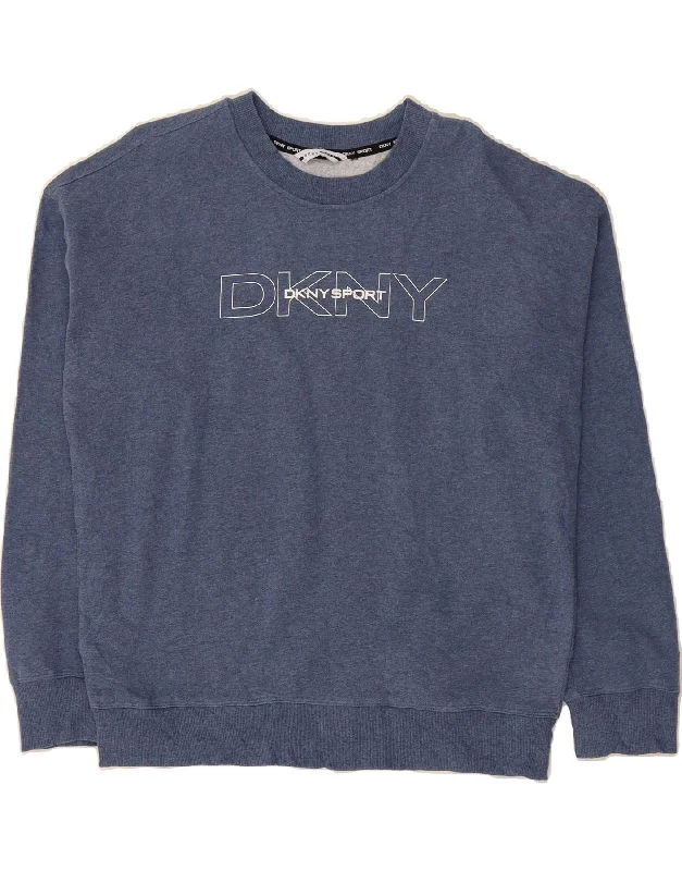 DKNY Womens Graphic Oversized Sweatshirt Jumper UK 18 XL Navy Blue Cotton Hoodie with Belted Waist Structured Tailored DKNY Womens Graphic Oversized Sweatshirt Jumper UK 18 XL Navy Blue Cotton Hoodie with Belted Waist Structured Tailored