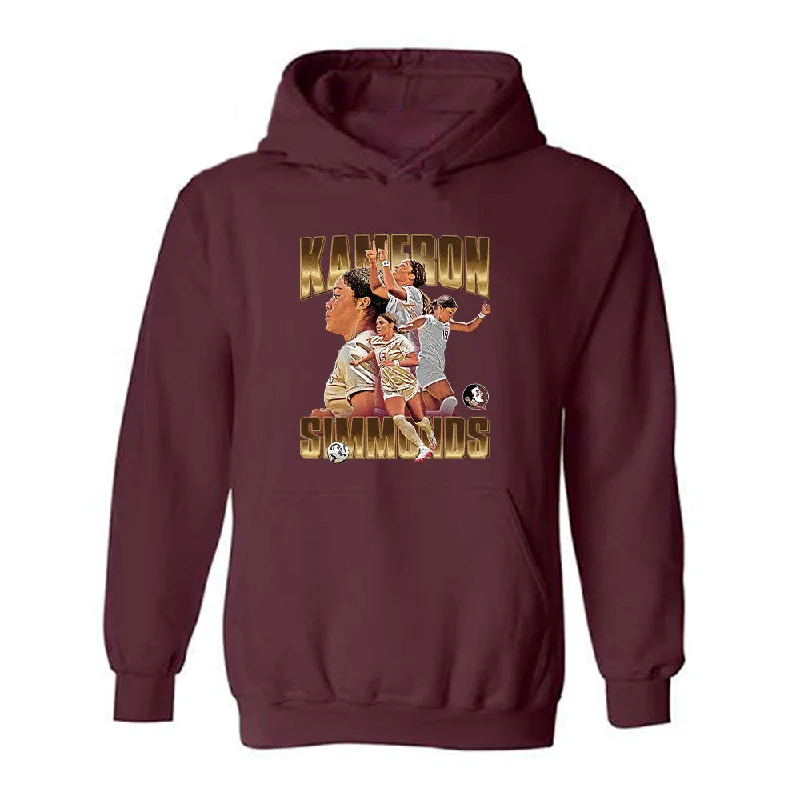 FSU - NCAA Women's Soccer : Kameron Simmonds - FSU Themed Player Collage Hooded Sweatshirt Hoodie Crop Top Short Trendy FSU - NCAA Women's Soccer : Kameron Simmonds - FSU Themed Player Collage Hooded Sweatshirt Hoodie Crop Top Short Trendy