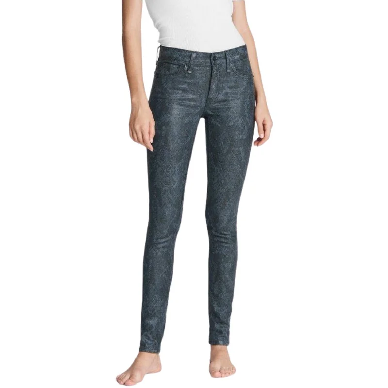 Cate Mid-Rise Skinny Pant In Snake Foil Lightweight Linen Pants