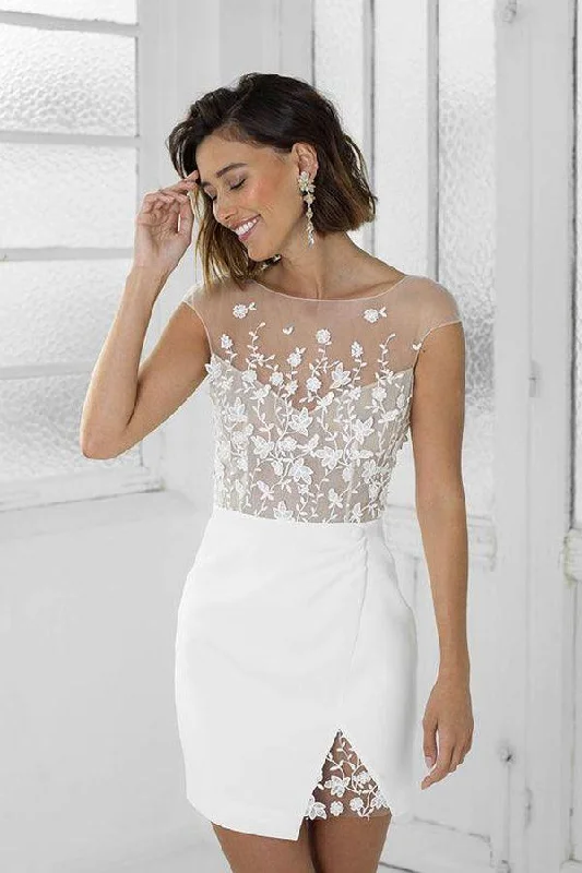 Perfect White Short Bridal Party Dress Lace Homecoming Dress PD456 Tunics Essential wardrobe Perfect White Short Bridal Party Dress Lace Homecoming Dress PD456 Tunics Essential wardrobe