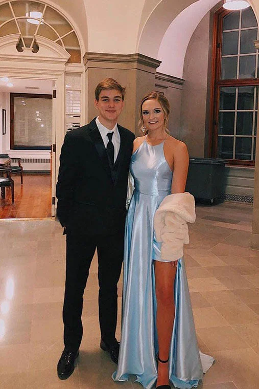 Light Blue Satin Split Long Simple Prom Dress Formal Party Dress OKT46 Tunics Travel practical Light Blue Satin Split Long Simple Prom Dress Formal Party Dress OKT46 Tunics Travel practical