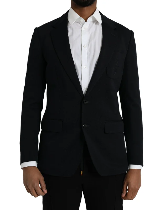 Black Wool Notch Single Breasted Coat Blazer Women's Custom Jacket