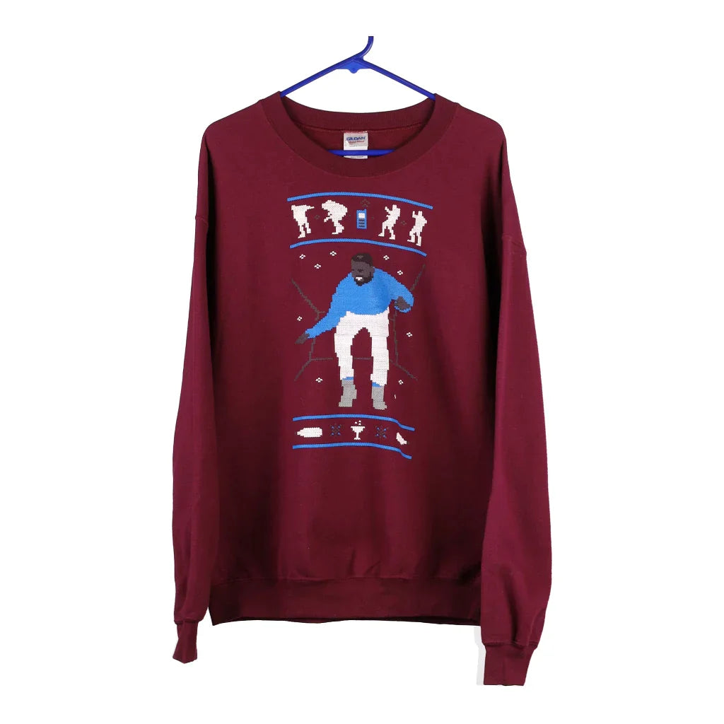 Gildan Christmas Sweatshirt - Large Burgundy Cotton Blend Hoodie with Gradient Ombre Colorful Gildan Christmas Sweatshirt - Large Burgundy Cotton Blend Hoodie with Gradient Ombre Colorful