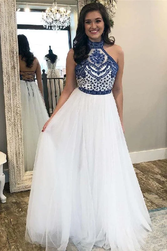 A Line Off White Halter Prom Dresses Long Formal Party Dress PG970 Tunics Summer linen A Line Off White Halter Prom Dresses Long Formal Party Dress PG970 Tunics Summer linen