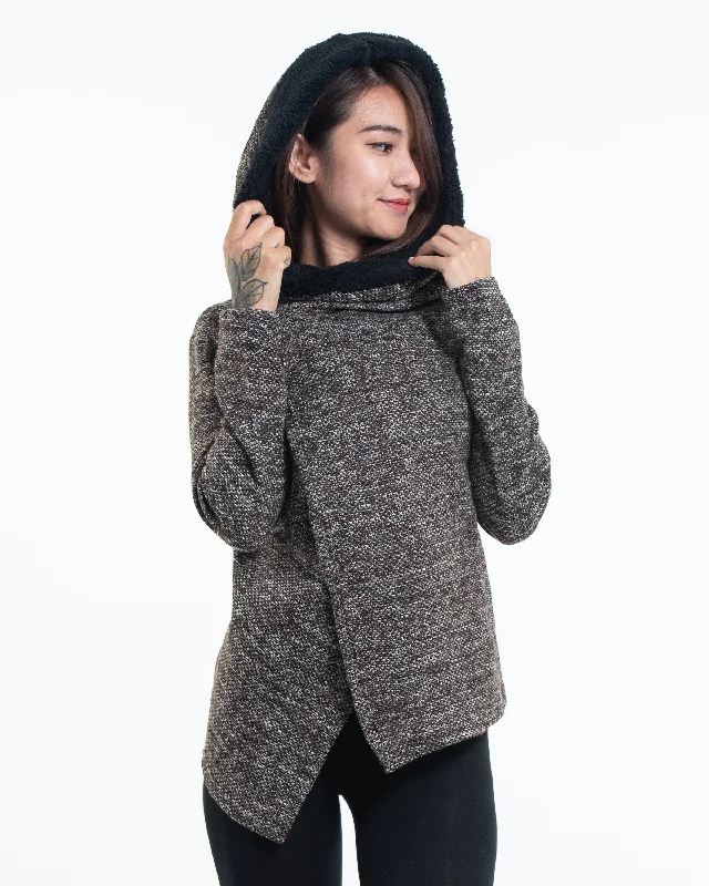 Button Up Hooded Blazer in Brown Women's Custom Jacket