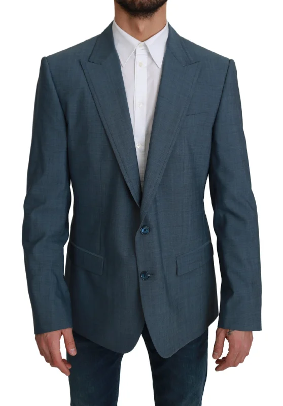 Elegant Light Blue Slim Fit Blazer Women's Professional Jacket