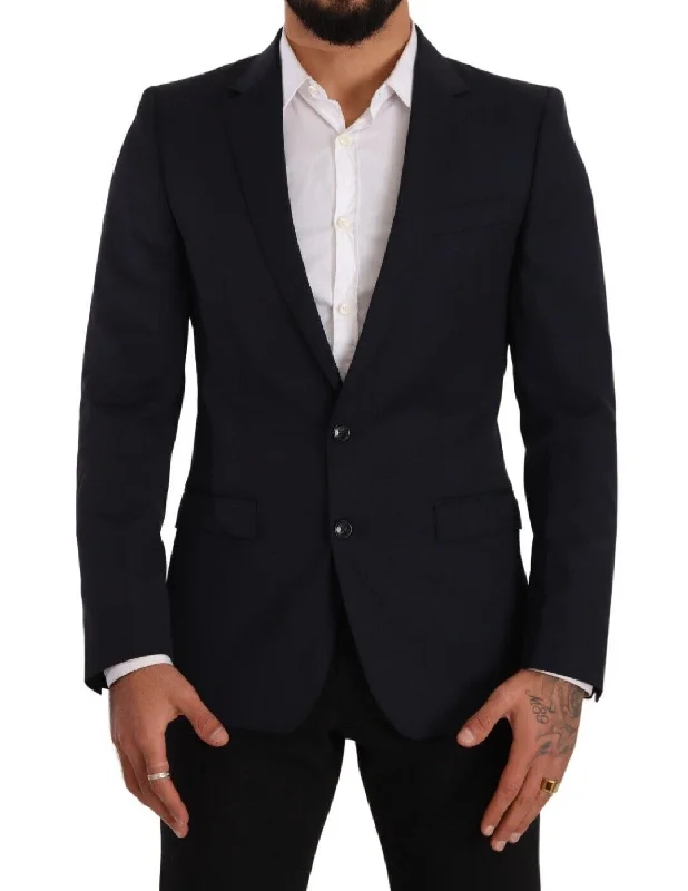 Sleek Navy Martini Slim Fit Wool Blazer Women's Fashion Blazer