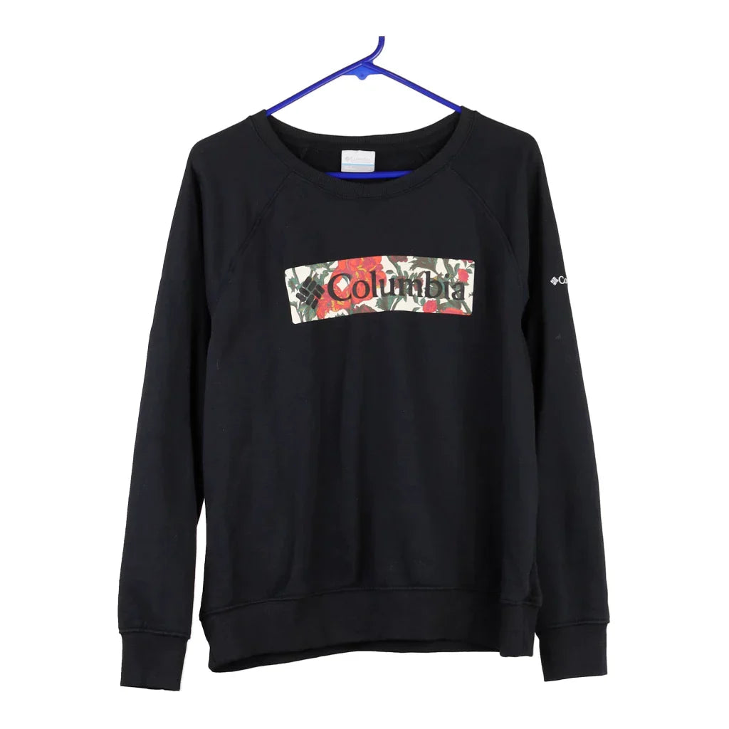 Columbia Spellout Sweatshirt - Large Black Cotton Blend Hoodie with V-Neck Classic Versatile Columbia Spellout Sweatshirt - Large Black Cotton Blend Hoodie with V-Neck Classic Versatile