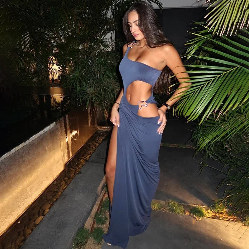 Lunivop Blue Hollow Out Maxi Dress for Women Fashion One Shoulder Slim Evening Party Dresses Sexy High Split Holiday Beach Outfits 2024 Tunics Vintage classic Lunivop Blue Hollow Out Maxi Dress for Women Fashion One Shoulder Slim Evening Party Dresses Sexy High Split Holiday Beach Outfits 2024 Tunics Vintage classic