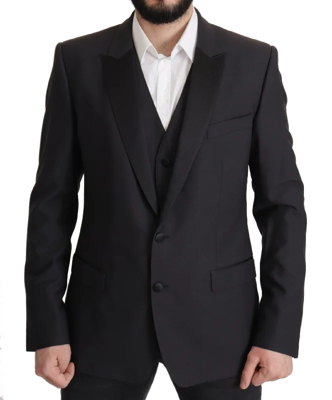 Elegant Dark Blue Martini Two-piece Blazer Women's Denim Suit