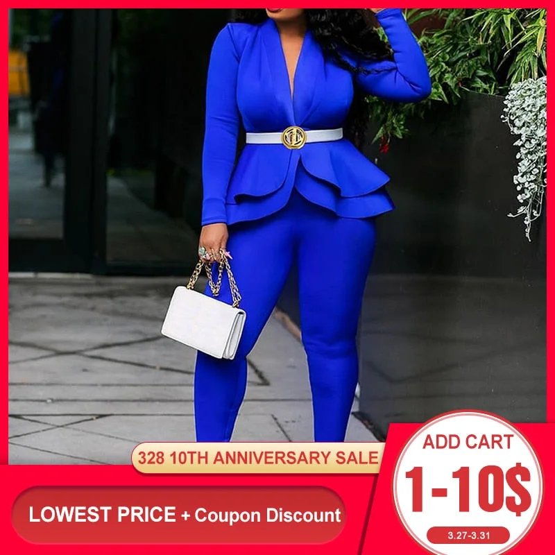 Plus Size Office Ladies Blue Pink 2 two piece set top and pants Elegant Female Casual Business matching suit sets Women clothing Casual Wide Pants Plus Size Office Ladies Blue Pink 2 two piece set top and pants Elegant Female Casual Business matching suit sets Women clothing Casual Wide Pants