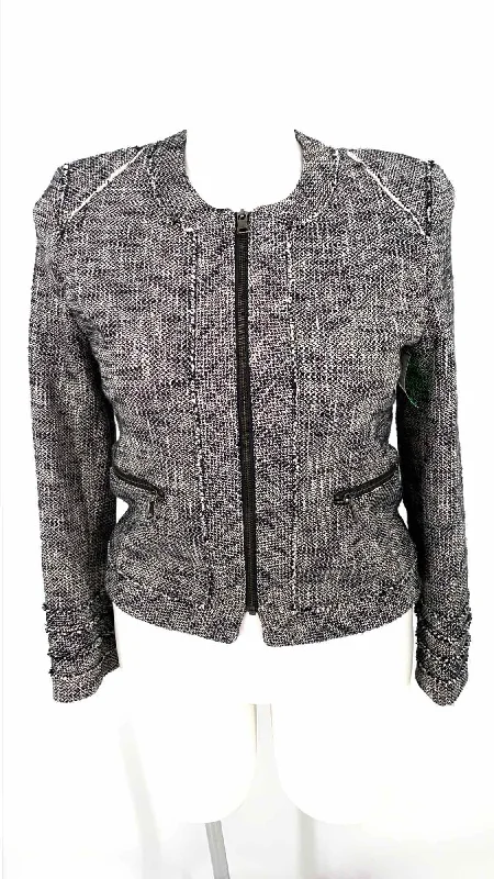Banana Republic Size 12P black/white Tweed Blazer Women's Custom Jacket