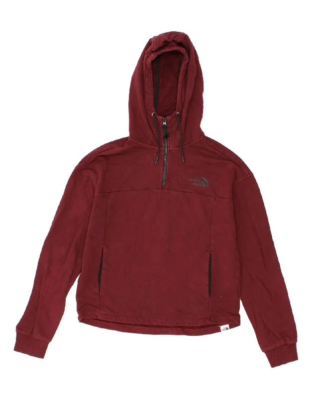 THE NORTH FACE Womens Zip Neck Hoodie Jumper UK 10 Small Maroon Cotton Hoodie with Full-Zip Functional Layering THE NORTH FACE Womens Zip Neck Hoodie Jumper UK 10 Small Maroon Cotton Hoodie with Full-Zip Functional Layering