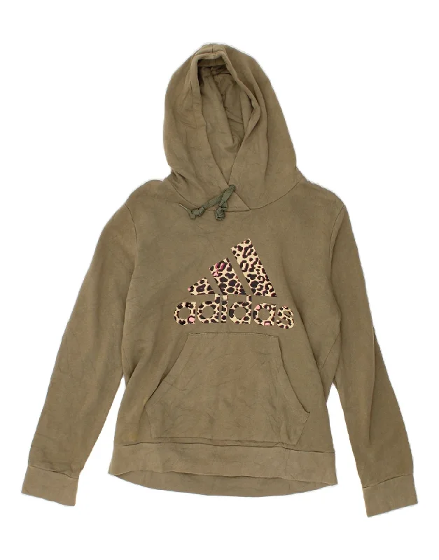 ADIDAS Womens Graphic Hoodie Jumper UK 12/14 Medium Khaki Cotton Hoodie with Elastic Waist Stretchable Comfortable ADIDAS Womens Graphic Hoodie Jumper UK 12/14 Medium Khaki Cotton Hoodie with Elastic Waist Stretchable Comfortable